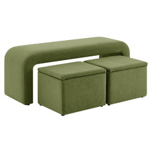 3 Piece Avalon Velvet Bench & Storage Ottoman Set